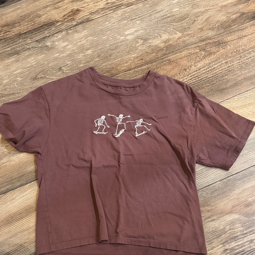 Playful Skeleton Dance Kids Tee - Brown